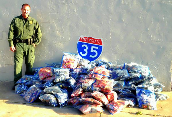 An Oklahoma State Trooper with about $40,000 worth of synthetic drugs, found and confiscated after a routine traffic stop. (KWTV)